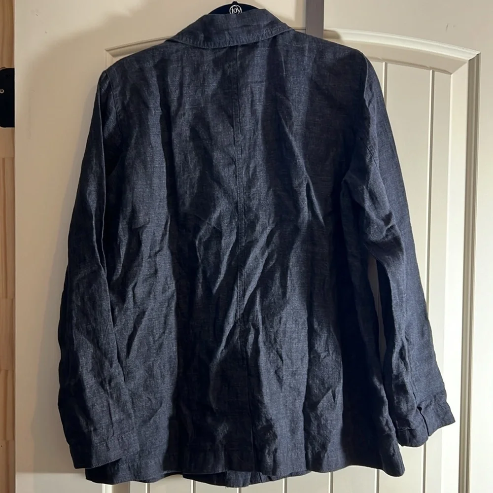 Eileen Fisher denim classic CLR Jacket size M washed organic linen Délavé - Picture 7 of 8